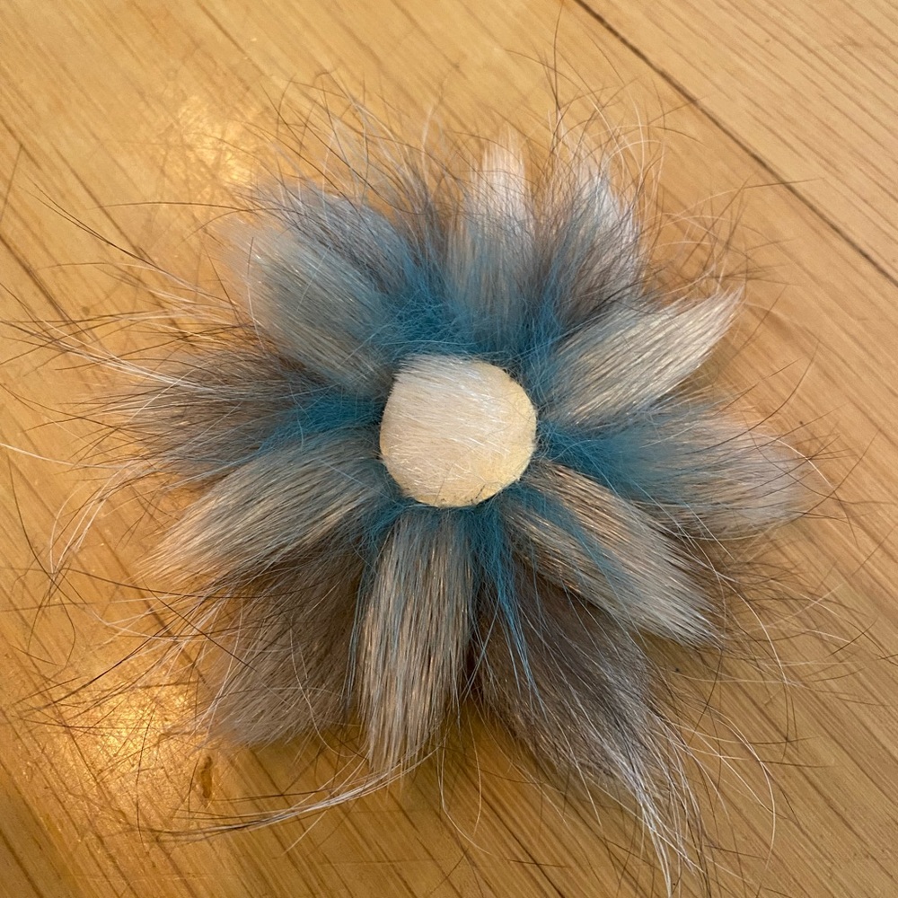 Fur flower hair clip